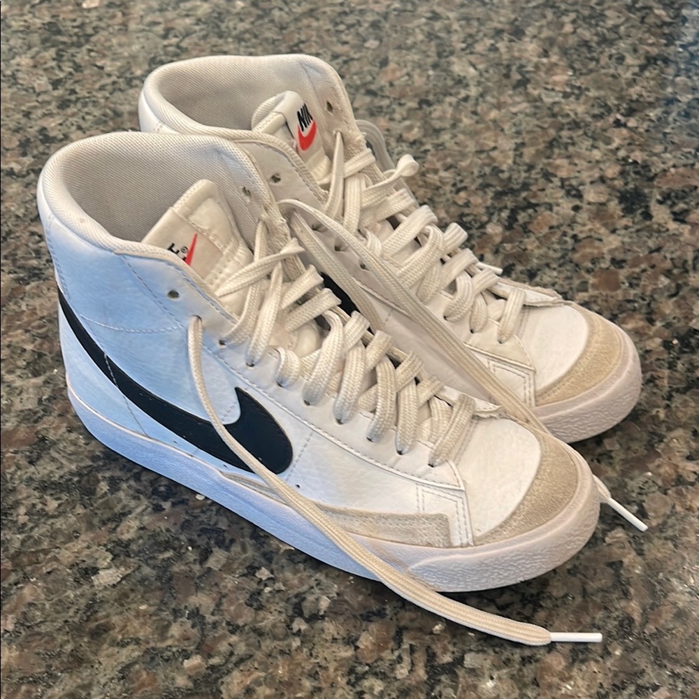 Nike White and Black High-Top Sneakers